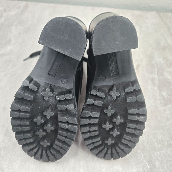 BCBG Lace Up High Heel Boots Plaid Black White Preppy Combat Hiker Boots Sz 5.5 - Picture 7 of 12